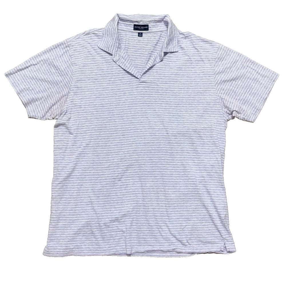 Peter Millar Collection Polo Shirt Men's Size XL Purple White Striped Golf